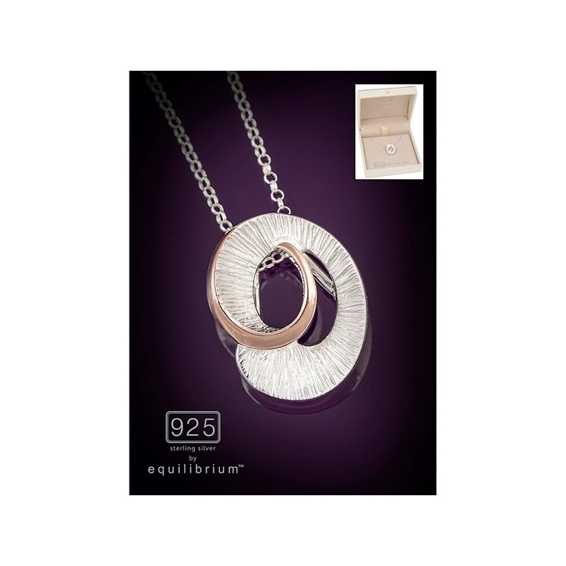 Equilibrium Silver 925 2 Tone Necklace Twist in Gift Box