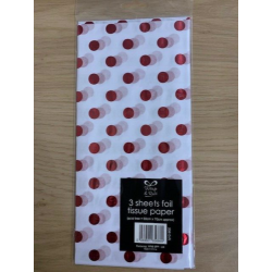 Small Red Dots 3 Sheets Foil Tissue Paper