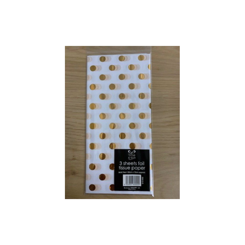 Small Gold Dots 3 Sheets Foil Tissue Paper
