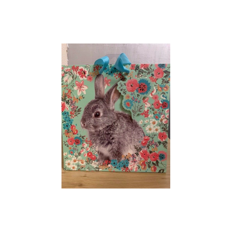 Floral Bunny Square Gift Bag