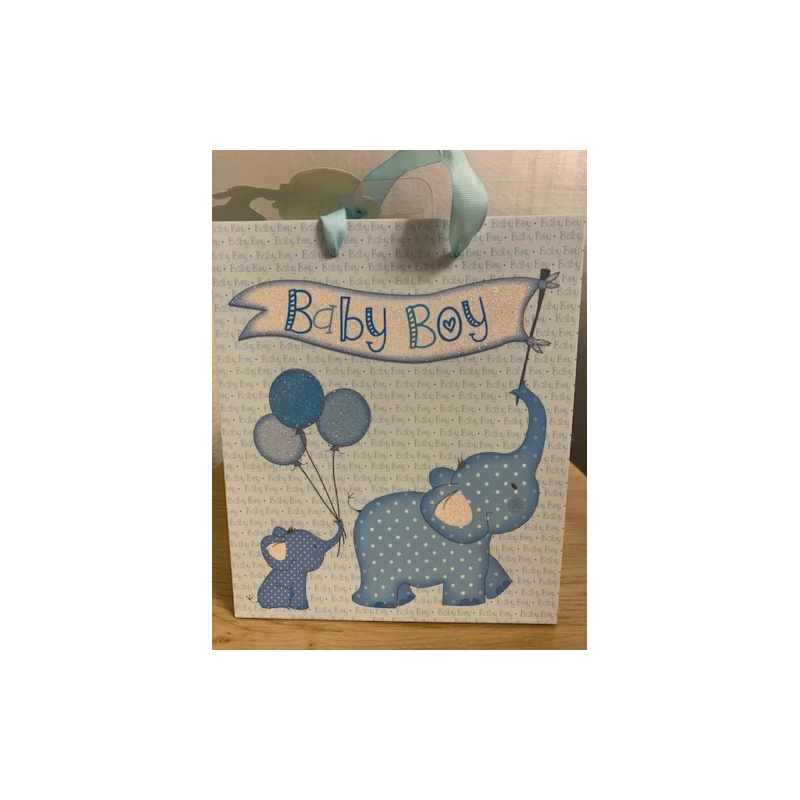 Baby Boy Elephant Medium Gift Bag