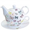 Butterfly Design Tea for One Teapot, Cup and Saucer