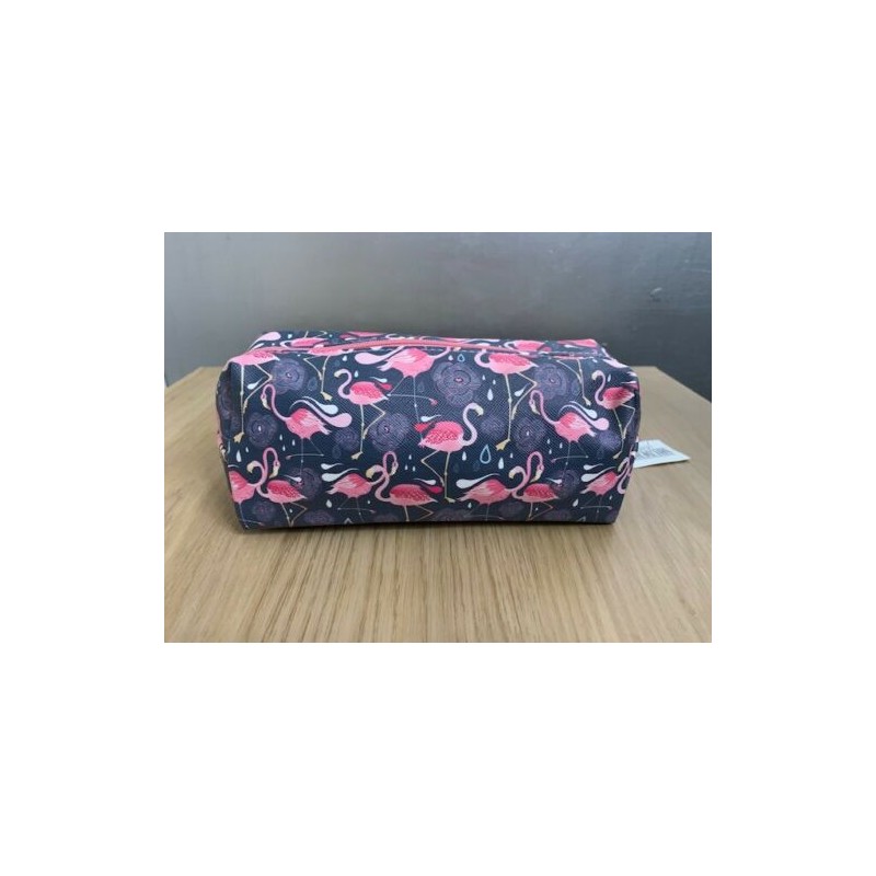 Flamingo Grey Zipped Pencil Case or Make Up Bag