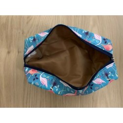Flamingo Turquoise and Pink Zipped Pencil Case or Make Up Bag
