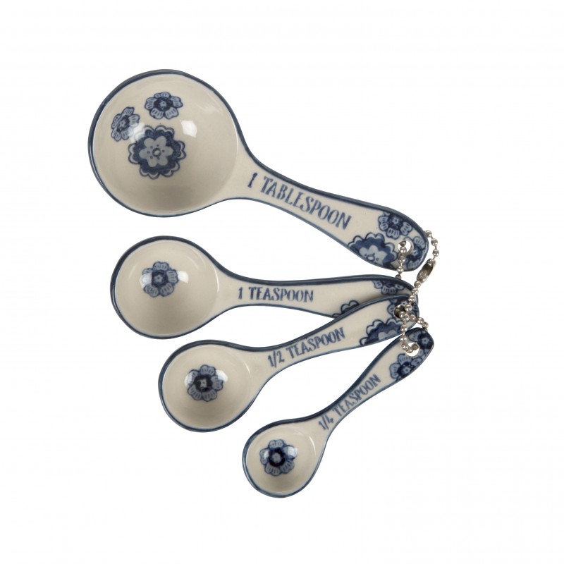 Blue Willow Floral Ceramic Vintage Style Measuring Spoons