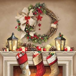 Christmas Wreath and Socks Napkins