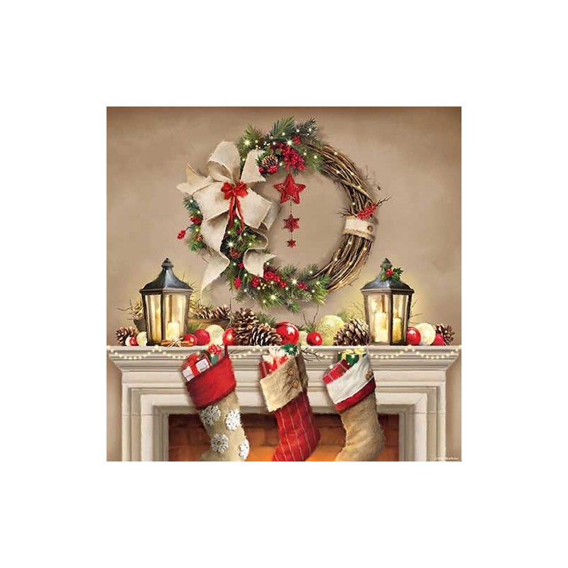 Christmas Wreath and Socks Napkins