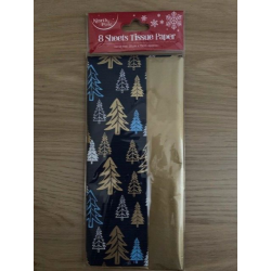 Christmas Trees and Gold 8 Sheets Tissue Paper