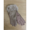 Beige Chenille Fur Trim Gloves