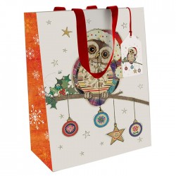 Bug Art Christmas Owl Medium Gift Bag