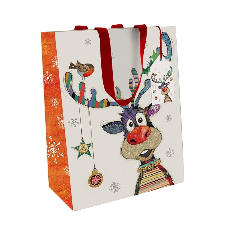 Bug Art Christmas Reindeer Medium Gift Bag