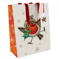 Bug Art Christmas Robin Medium Gift Bag