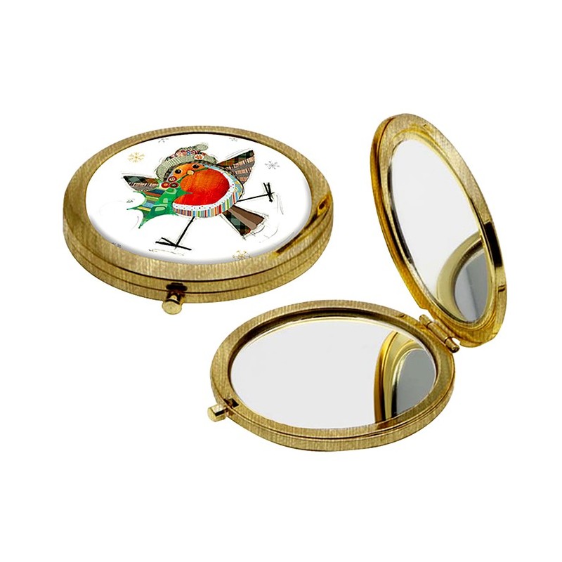 Bug Art Kooks Christmas Robin Compact Mirror