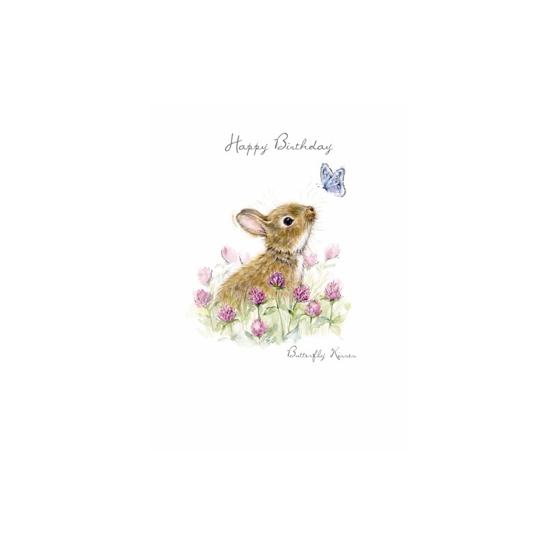 Noel Tatt Birthday Card Rabbit and Butterfly