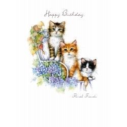Noel Tatt Birthday Card Floral Friends Cats