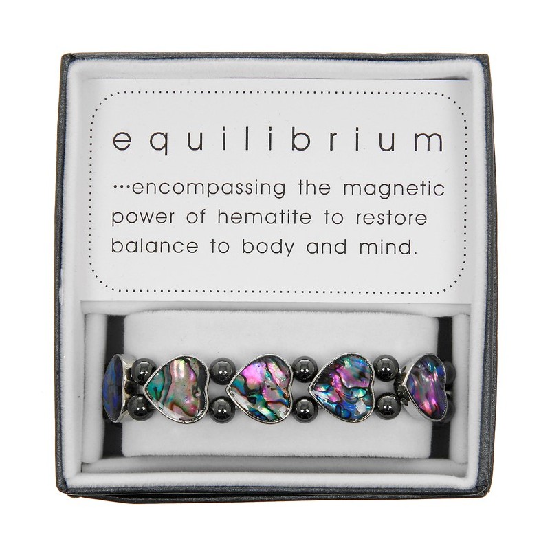 Equilibrium Hematite & Paua Shell Heart Bracelet