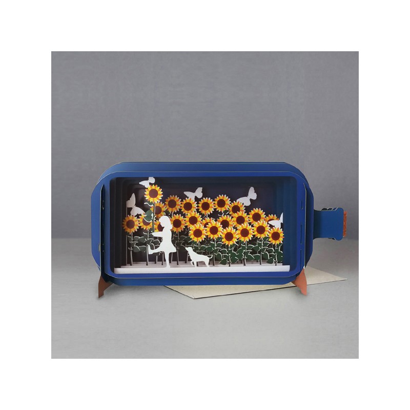 Message in a Bottle 3D Greeting Card - Sunflowers