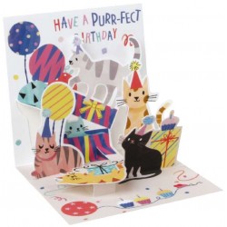 Mini Pop-Up Birthday Greeting Card - Cats Party