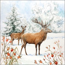 Deer in Snow Christmas Napkins