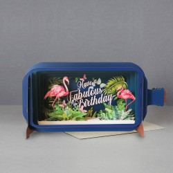 Message in a Bottle 3D Flamingos Greeting Card