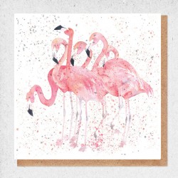 Flamingos Blank Greeting Card and Envelope by Alljoy Design