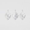 Distressed Silver Glass Leaf Christmas Decoration set of 3