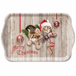 Curious Christmas Kitten Small Tray
