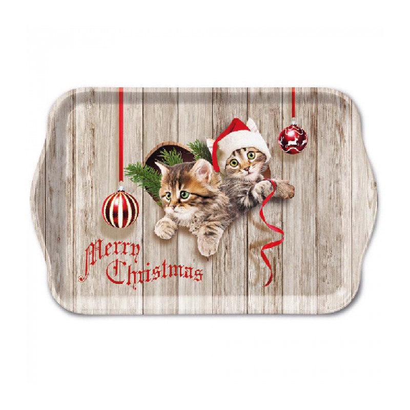 Curious Christmas Kitten Small Tray