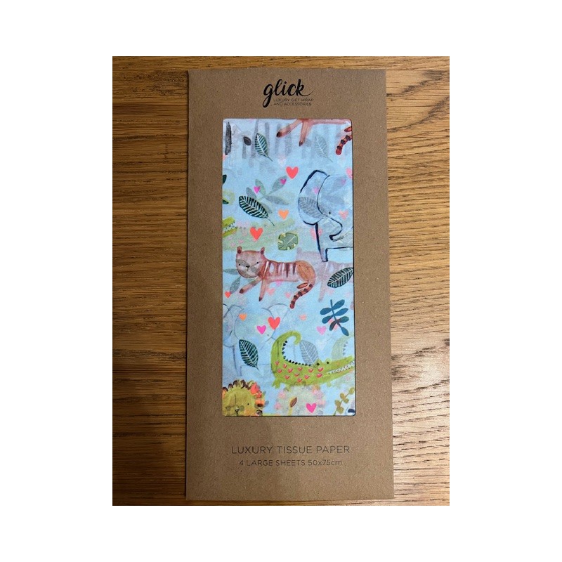 Glick Animals Blue Luxury Tissue Paper 4 Sheets in c/board