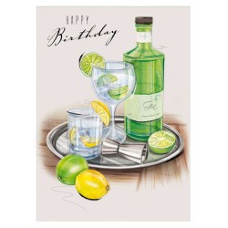 Noel Tatt Birthday Card Gin with Lemon and Limes