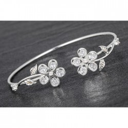 Equilibrium Crystal Flowers Silver Plated Bangle