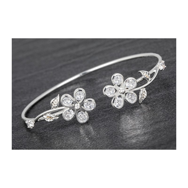 Equilibrium Crystal Flowers Silver Plated Bangle