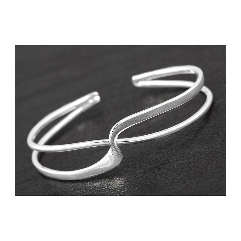 Equilibrium Curled Silver Plated Cuff Bangle