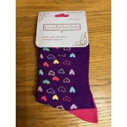 Equilibrium Bamboo Socks For Ladies Purple Hearts