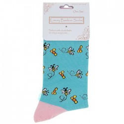 Equilibrium Bamboo Socks For Ladies Honey Bees Blue