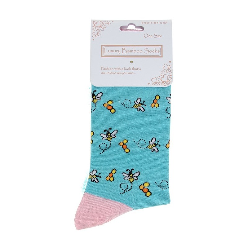Equilibrium Bamboo Socks For Ladies Honey Bees Blue