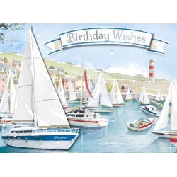 Decoupage Birthday Greeting Card Sailing Yachts