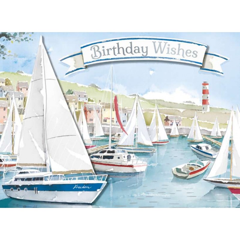 Decoupage Birthday Greeting Card Sailing Yachts