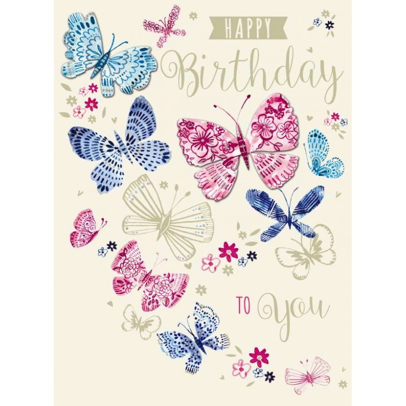Decoupage Birthday Greeting Card Butterflies