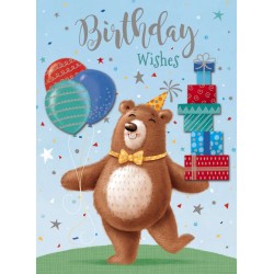 Decoupage Birthday Greeting Card Party Bear