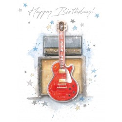 Decoupage Birthday Greeting Card Guitar