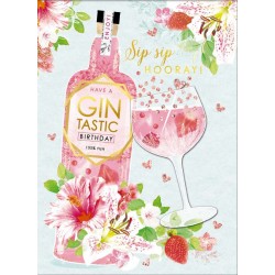 Decoupage Birthday Greeting Card Pink Gin