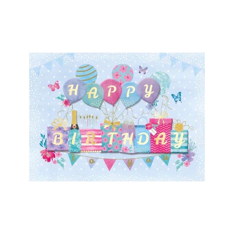 Decoupage Greeting Card Happy Birthday Balloons