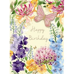 Decoupage Birthday Greeting Card Flowers & Butterfly