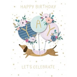 Decoupage Birthday Greeting Card Dachshund Balloons