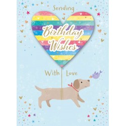 Decoupage Birthday Greeting Card Puppy & Heart