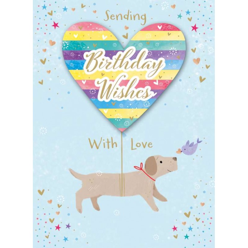 Decoupage Birthday Greeting Card Puppy & Heart