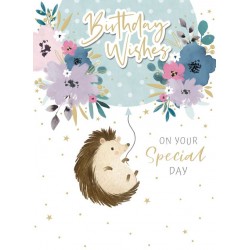 Decoupage Birthday Greeting Card Hedgehog Just for You