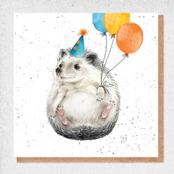 Hedgehog & Balloon Blank Greeting Card & Envelope by Alljoy Design