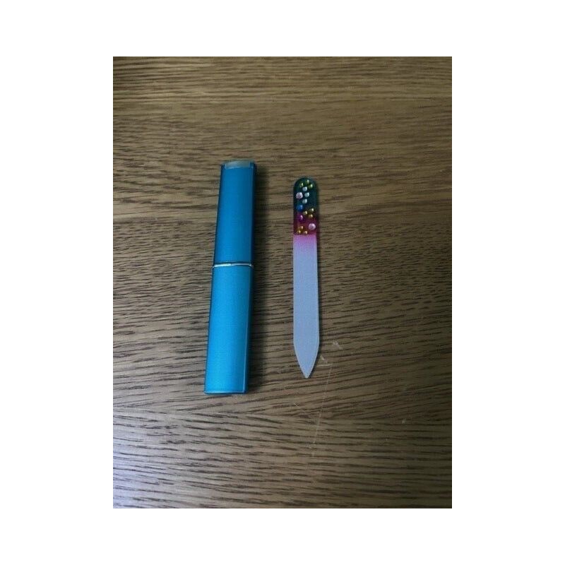 Blue Glass Nail File in Case